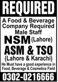 Food and Beverage Company Jobs in Lahore