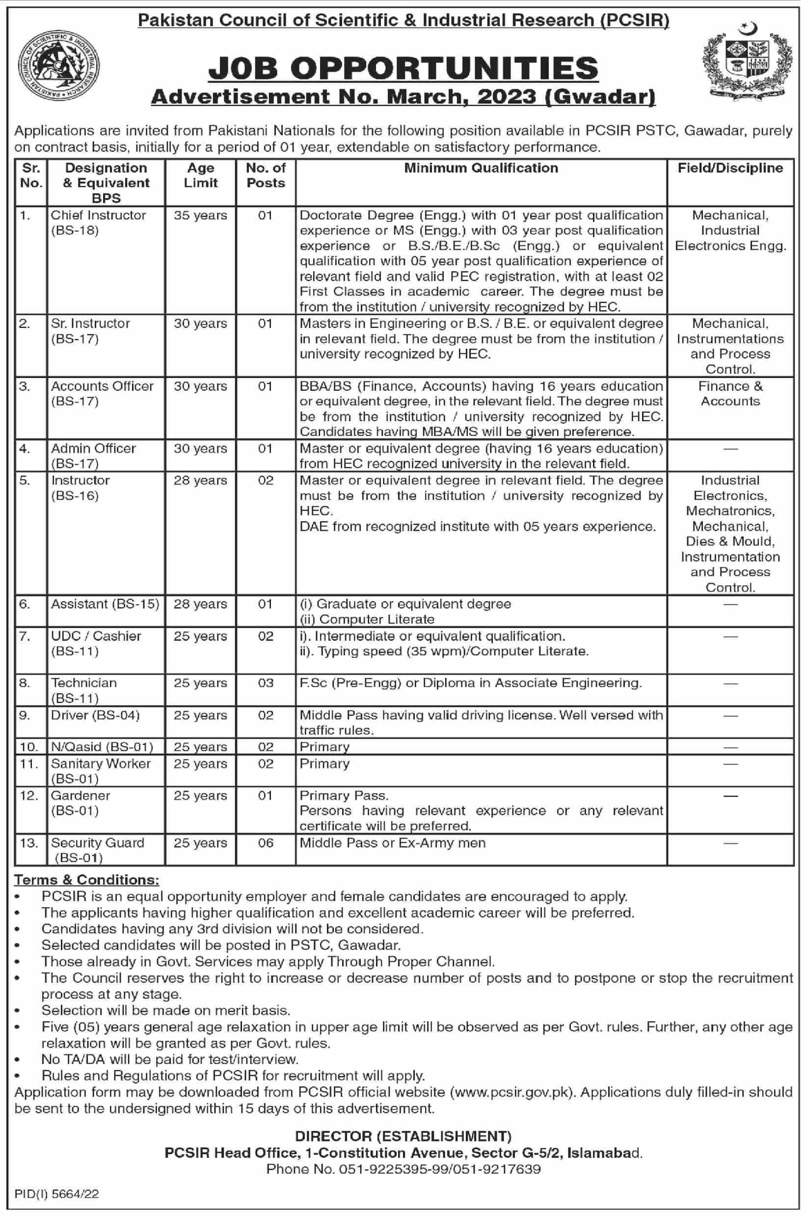 Career Opportunities in PCSIR