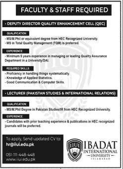 Jobs in Ibadat International University
