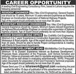 Jobs in Civil Engineering Consultancy Firm