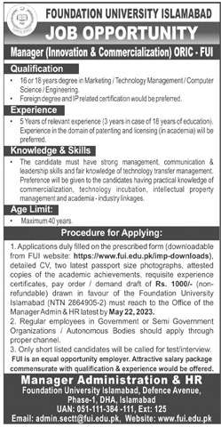 Jobs in Foundation University Islamabad