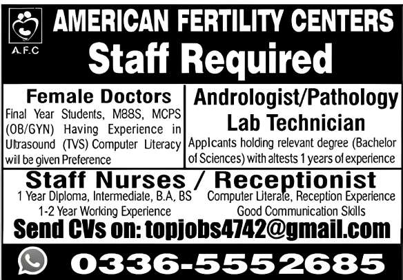 Medical Jobs in American Fertility Centers