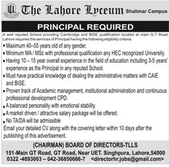 Jobs in the Lahore Lyceum