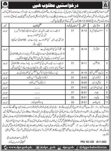 Government Agriculture Jobs Baluchistan 2022