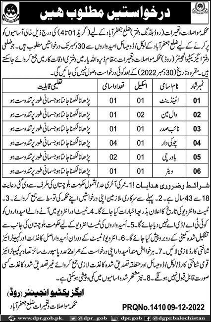 Jobs in Communications and Construction Baluchistan