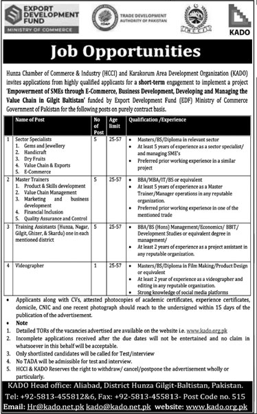 Hunza Chamber of Commerce and Industry Jobs
