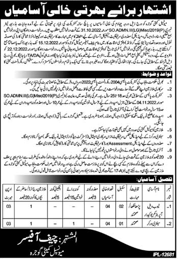 Government Jobs in Municipal Committee Gojra