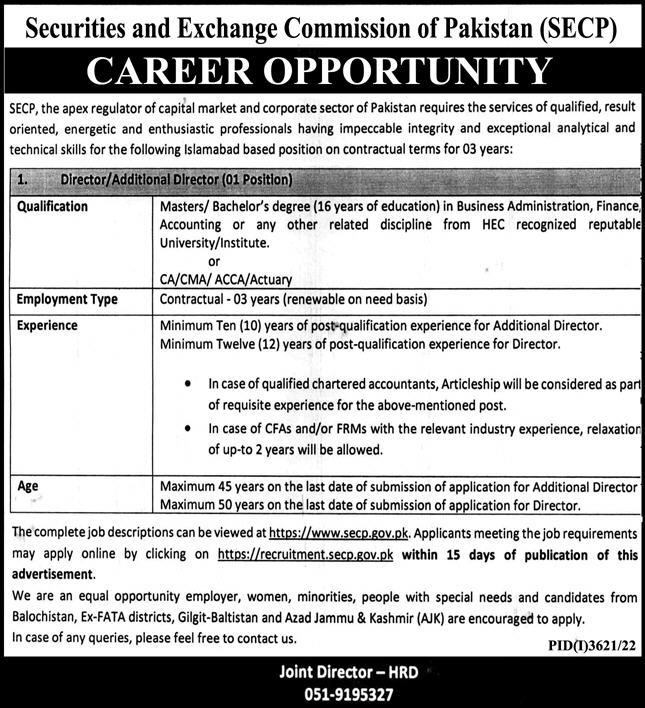Security and Exchange Commission of Pakistan Jobs