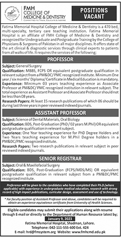 FMH College of Medicine and Dentistry Jobs