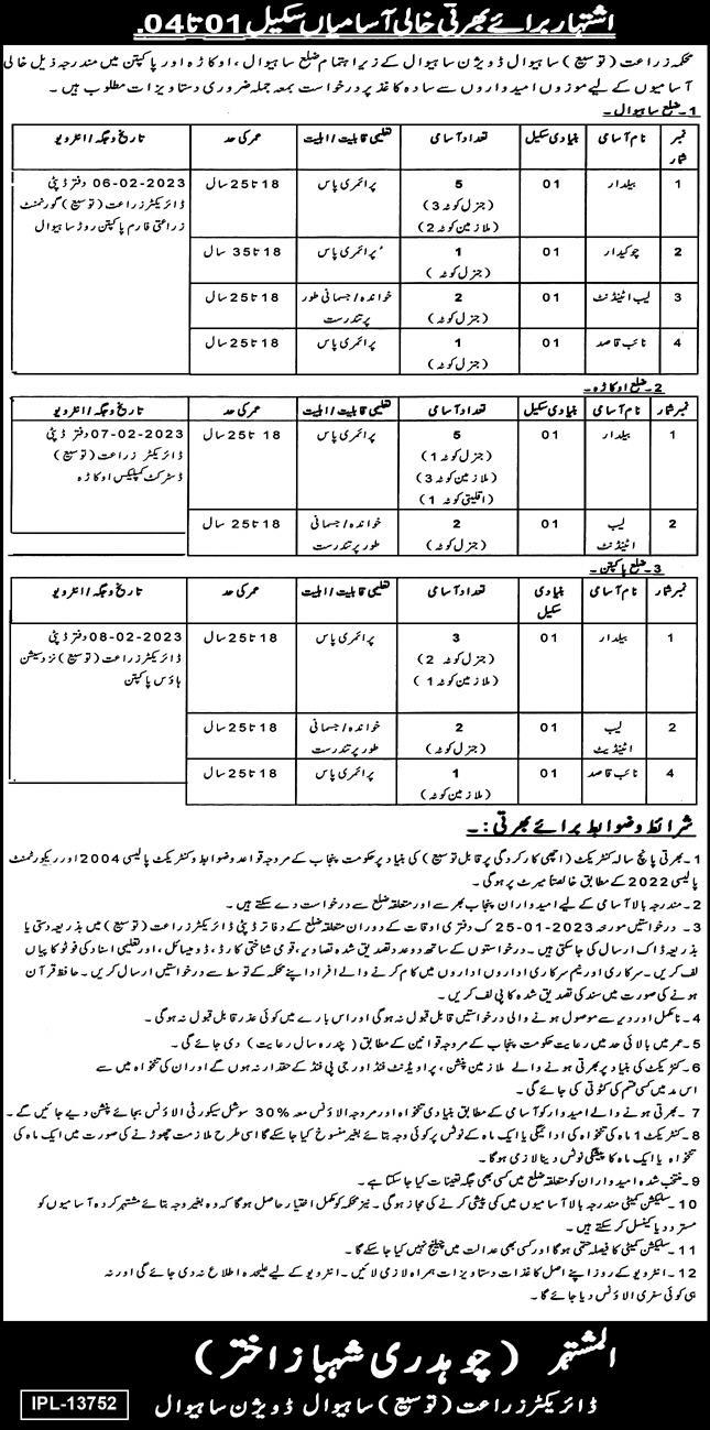 Agriculture Jobs in Sahiwal Division