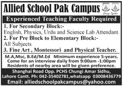 Jobs in Allied School Pak Campus