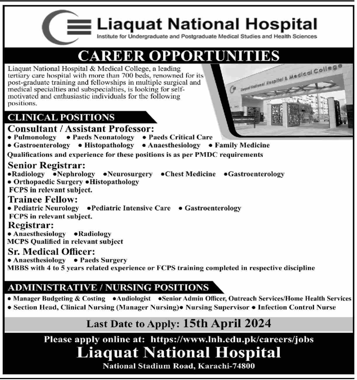 Medical Jobs in Liaquat National Hospital